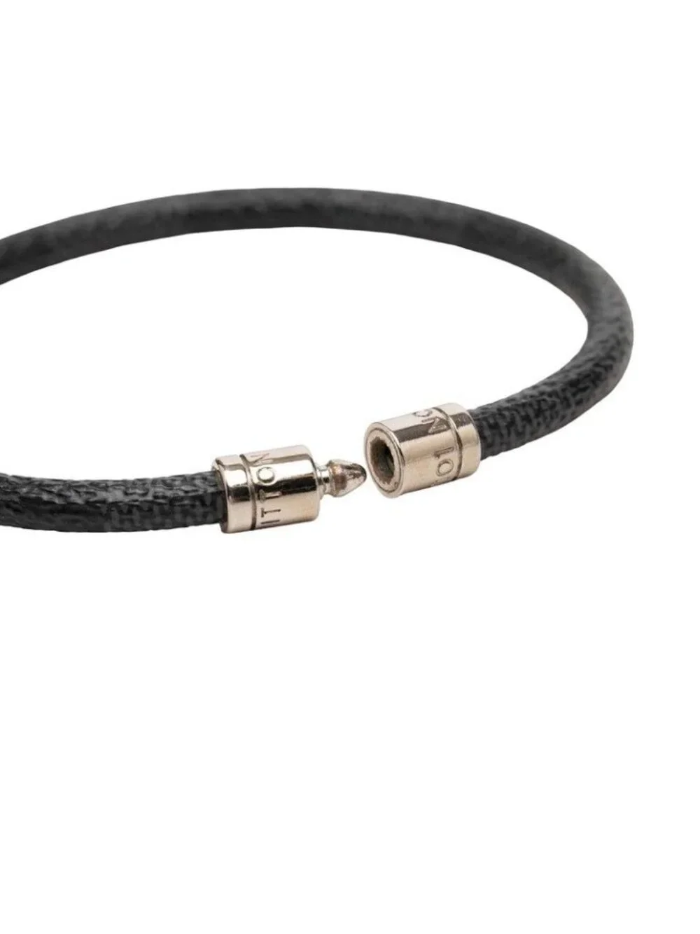 Louis Vuitton Damier Graphite Bracelet Keep It Black Silver Metal